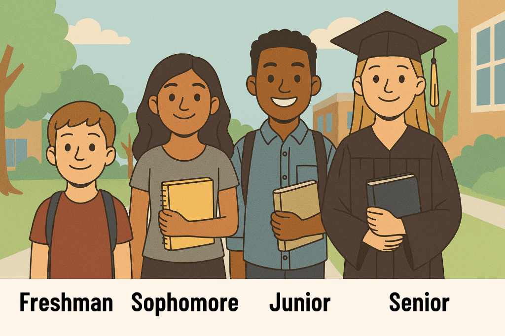 Freshman, sophomore, junior,&nbsp;senior